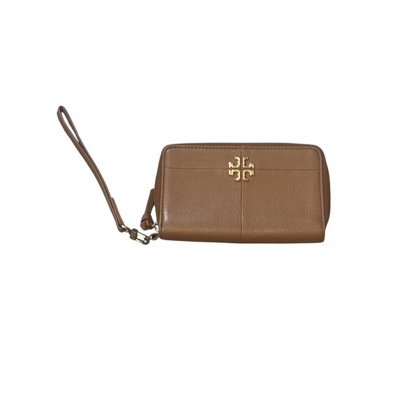 Tory Burch Brown Leather Wristlet Phone Wallet - Picture 1 of 7